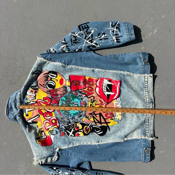 Hard Rock Cafe Bad Girl Vog Paris Catwoman Denim Jean Two Tone Jacket Blue B LG - Picture 2 of 9